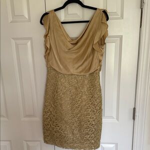 Kay Unger Gold Draped Mini Dress